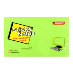 Bigpoint Yapışkanlı Not Kağıdı 75x125mm Neon Yeşil 12'li Pak...