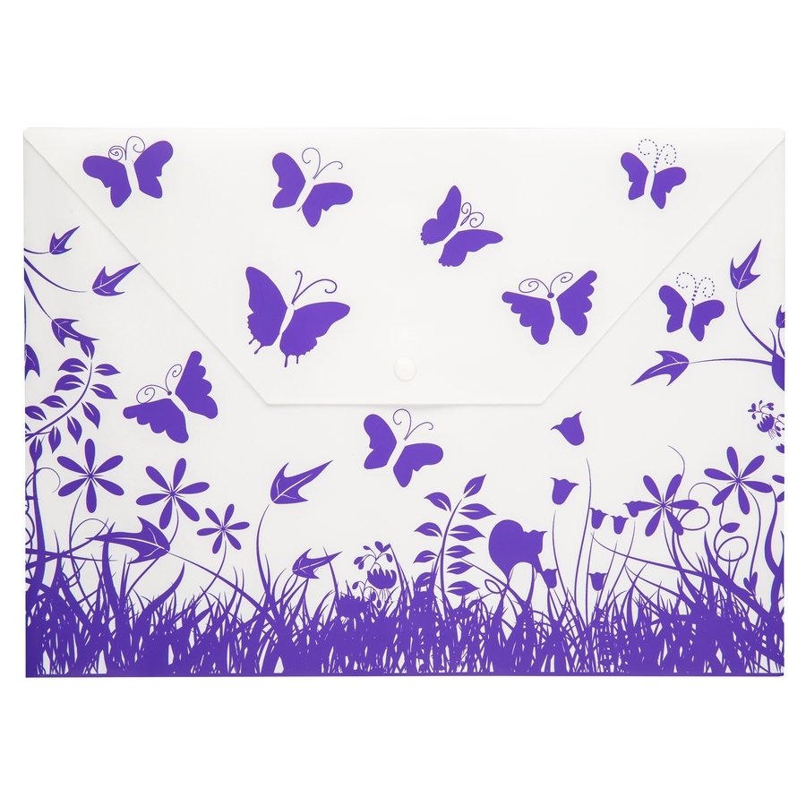 Bigpoint Çıtçıtlı Dosya Kelebek Desenli A4 Mor 12'li Poşet