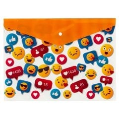 Bigpoint Çıtçıtlı Dosya A4 Emoji Desenli 12'li Poşet