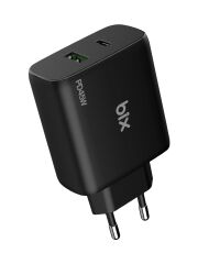 Bix BX2P45G GaN PD 45W Type-C ve USB-A QC 18W Çift Portlu Akım Korumalı Hızlı Şarj Cihazı Siyah
