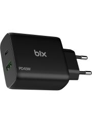 Bix BX2P45G GaN PD 45W Type-C ve USB-A QC 18W Çift Portlu Akım Korumalı Hızlı Şarj Cihazı Siyah