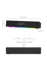 Lenovo Lecoo DS103 Kablosuz Bluetooth 10W RGB Saat/Alarm Stereo Soundbar Hoparlör Siyah