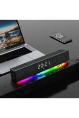 Lenovo Lecoo DS103 Kablosuz Bluetooth 10W RGB Saat/Alarm Stereo Soundbar Hoparlör Siyah