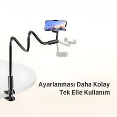 Bix Saiji Ivy 4 Telefon Tutucu 360° Derece Dönebilen, Ayarlanabilir ve Dayanıklı 4.7-7″ Inç Esnek Kollu Flexible Akrobat Telefon Tutucu