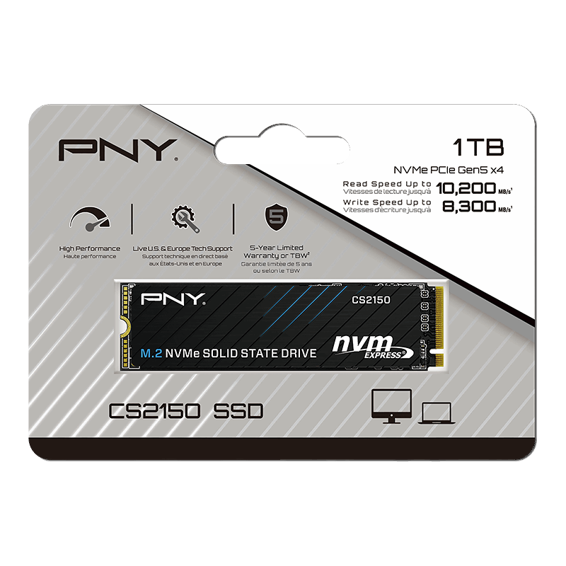 PNY CS2150 1TB 10200/8300 MB/s M.2 NVMe SSD (M280CS2150-1TB-TB)