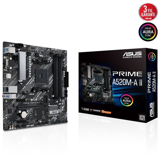 Asus Prime A520M-A II AM4 Ryzen Vga Hdmi Dp DDR4