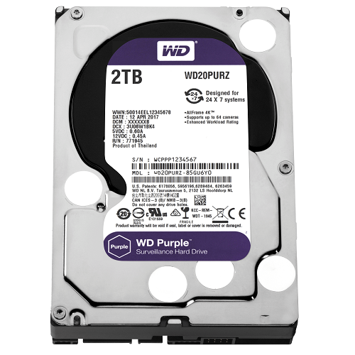 2TB WD Purple SATA 6Gb/s 64MB DV 7x24 WD20PURZ