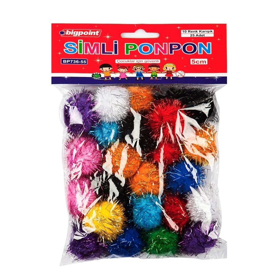 Bigpoint Ponpon Simli 5 cm 10 Renk / 25'li Poşet