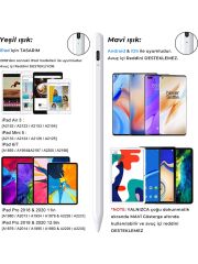 Bix SP02W Bluetooth Dokunmatik Kalem Stylus Pen Manyetik Çekim Destekli, Avuç İçi Reddetme Özellikli iPad Kalemi 2018-2022 için iPad Android Uyumlu Universal Yazı ve Çizim Kalemi Beyaz