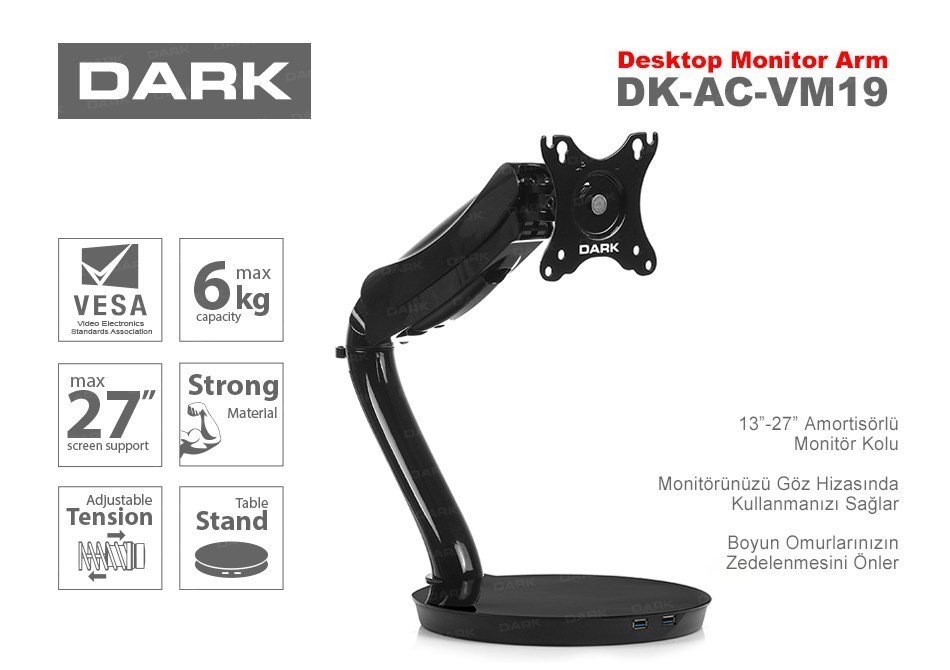 Dark VM19 13''-27'' Monitör Destekli Asansörlü Stand
