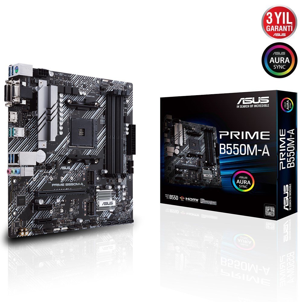 Asus Prime B550M-A AM4 Ryzen D4 Vga Dvi Hdmi