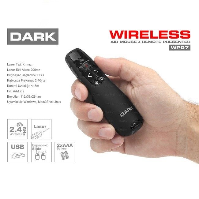 Dark DK-AC-WP07 Kırmızı Lazerli Sunum Kumandası