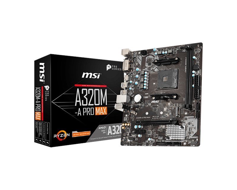 MSI A320M-A Pro Max AM4 Ryzen DDR4 Dvi Hdmi