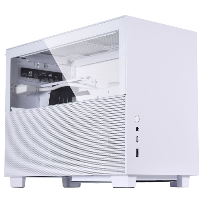 LIAN LI Q58W4 Beyaz Riser Kablolu Mesh Tamperli Cam MINI ITX KASA