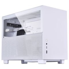 LIAN LI Q58W4 Beyaz Riser Kablolu Mesh Tamperli Cam MINI ITX KASA