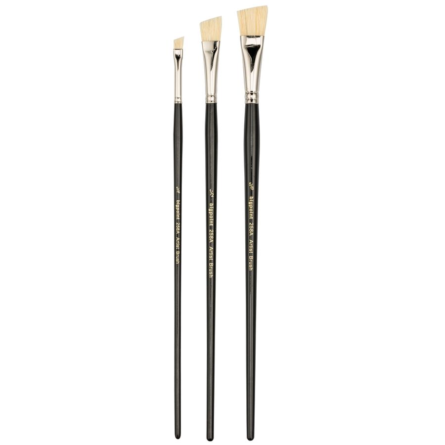 Bigpoint 258A Serisi Doğal Beyaz Kıl Yan Kesik Fırça No: 1/2 12'li Kutu