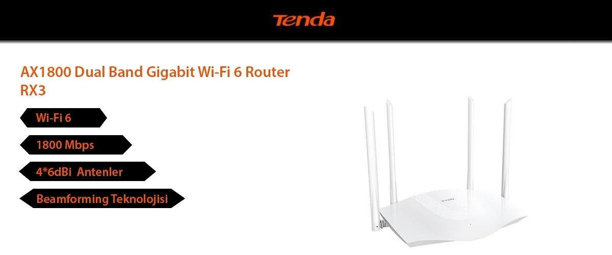 TENDA RX3 AX1800 4PORT ROUTER