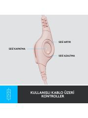 Logitech H390 Kablolu Mikrofonlu Kulak Üstü Kulaklık Pembe 981-001281