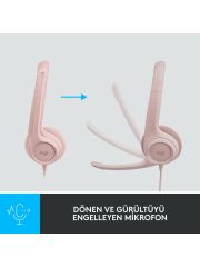 Logitech H390 Kablolu Mikrofonlu Kulak Üstü Kulaklık Pembe 981-001281