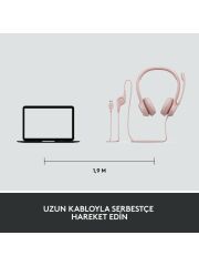 Logitech H390 Kablolu Mikrofonlu Kulak Üstü Kulaklık Pembe 981-001281