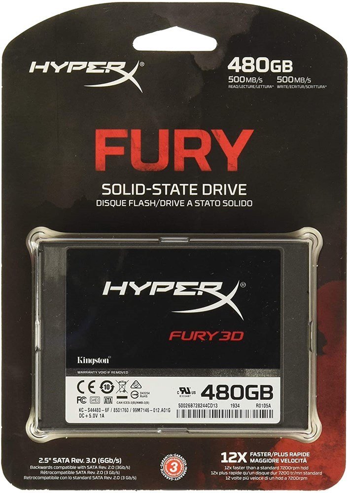 Kingston 480GB HyperX Fury 500/500 3D KC-S44480-6F