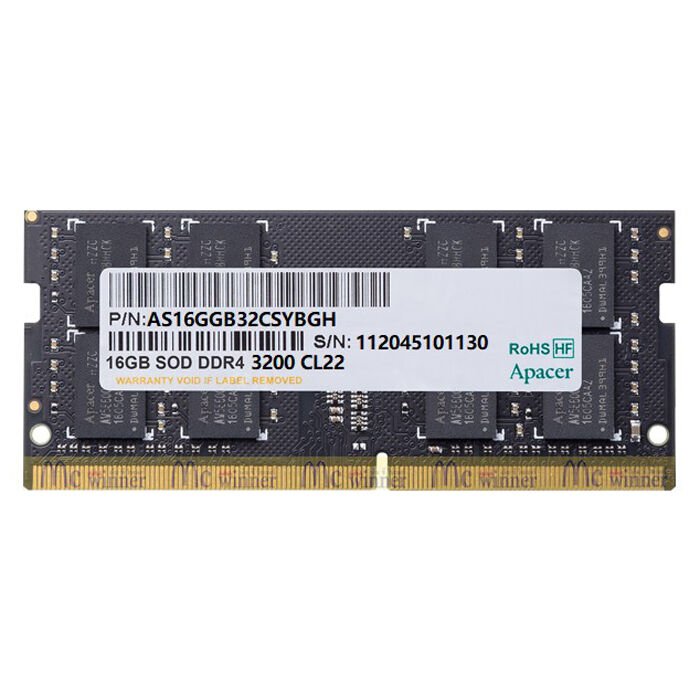 Apacer 16GB (1x16GB) 3200Mhz CL22 DDR4 Notebook SODIMM Ram (ES.16G21.GSH)