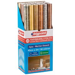 Bigpoint Yapışkanlı Folyo 2m 24'lü Stand Agaç ve Mermer Desenler