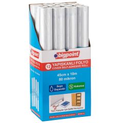 Bigpoint Yapışkanlı Şeffaf Rulo 10 Metre 12'li Stand
