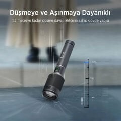 Bix BX5102FL 60W LED Şarjlı El Feneri | 3000 Lümen, 1000m Menzil, Çok Modlu, USB Type-C Hızlı Şarj, Kompakt ve Dayanıklı