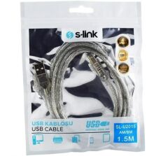 S-link SL-U2015 Usb2.0 1.5m Şeffaf Yazıcı Kablo