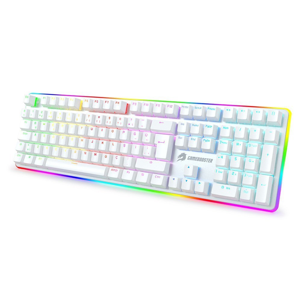 GameBooster G918 Fire Storm RGB Aydınlatmalı Mavi Sw. Mekanik Beyaz Oyun Klavyesi