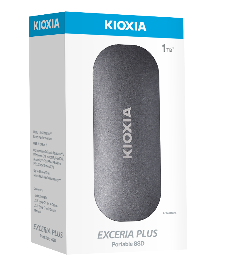 1TB KIOXIA EXCERIA PLUS G2 USB 3.2 1050/1000 MB/s LXD10S001TG8