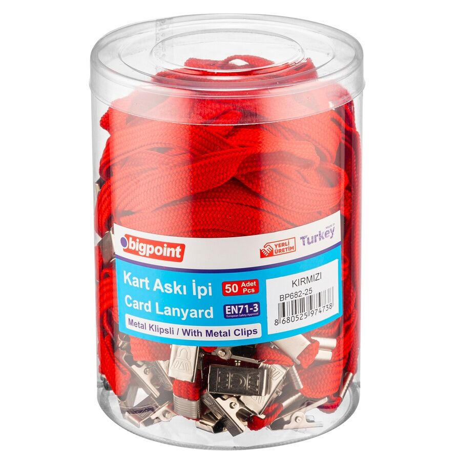 Bigpoint Metal Klipsli Yaka İpi Kırmızı 50'li Kavanoz