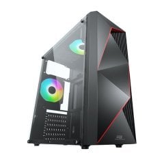 PowerBoost VK-G3615C USB 3.0 ATX, ABS panel, Fixed Rainbow fan, siyah Kasa (PSU Yok)