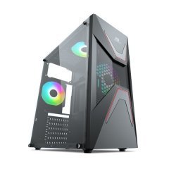 PowerBoost VK-G3621C USB 3.0 ATX, Mesh panel, Fixed Rainbow fan, siyah Kasa (PSU Yok)