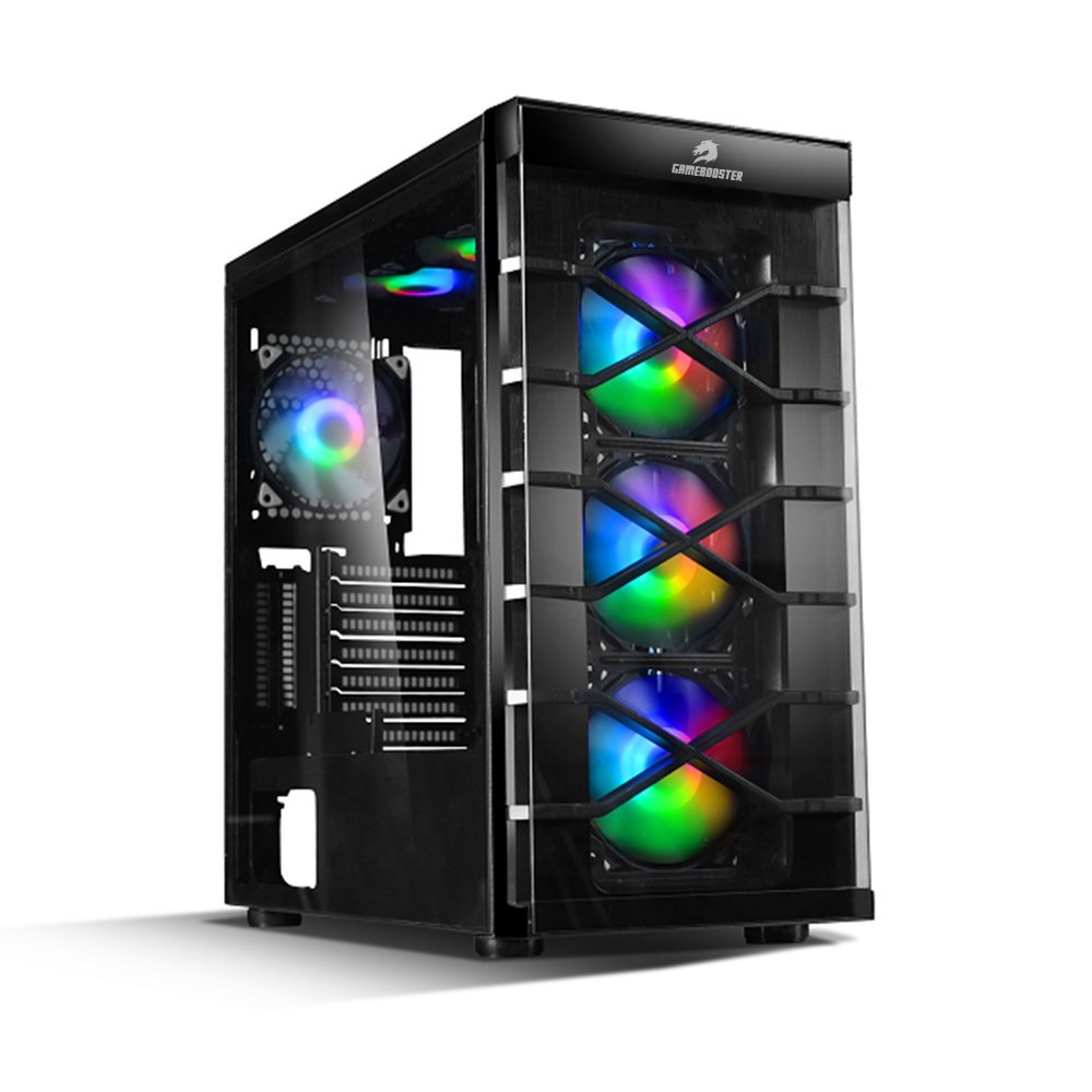 GameBooster GB-PR020BB USB3.0 Full Siyah Tempered Glass 7xRGB Fanlı kasa (PSU Yok)