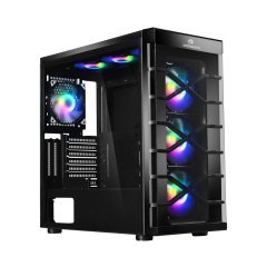 GameBooster GB-PR020BB USB3.0 Full Siyah Tempered Glass 7xRGB Fanlı kasa (PSU Yok)