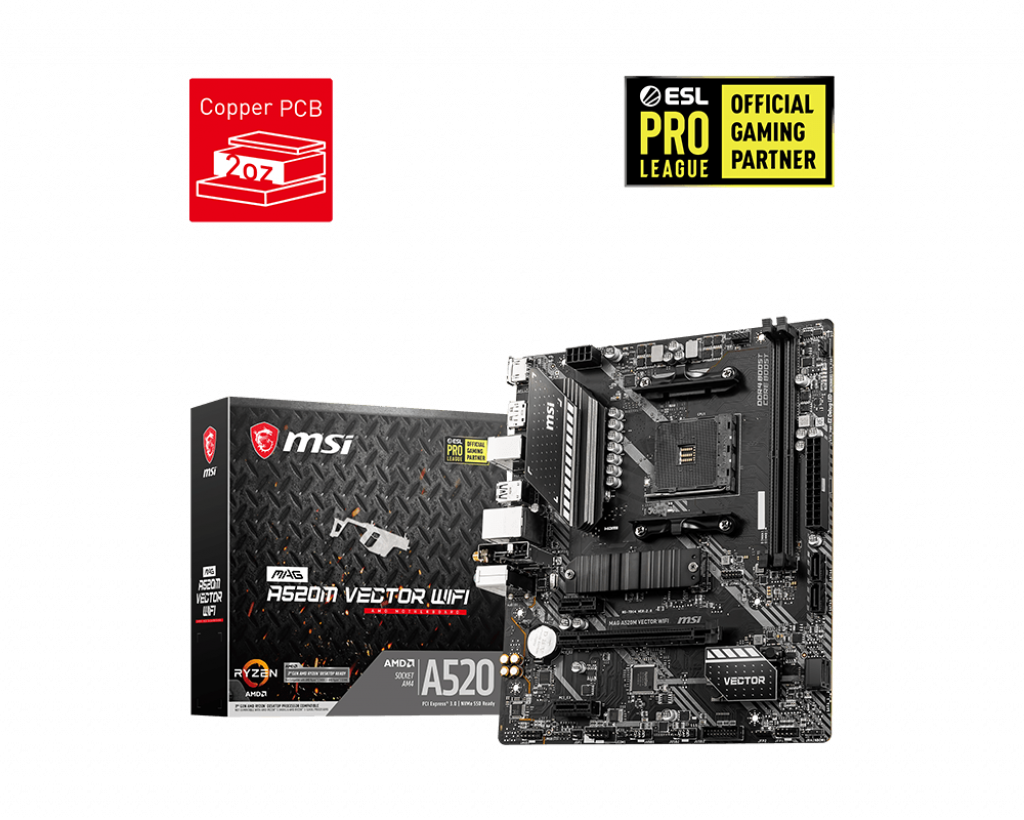 MSI MAG A520M VECTOR WIFI 4600/1866Mhz M.2 AM4