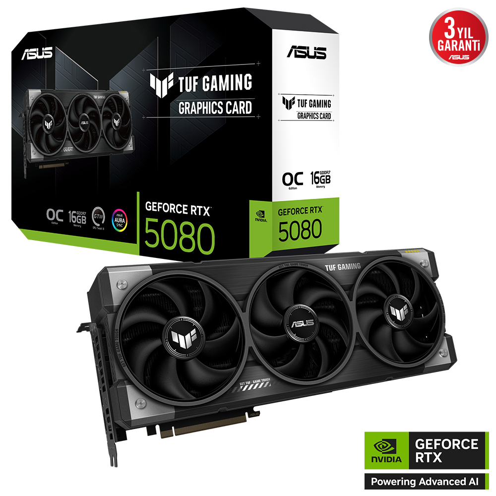 ASUS TUF Gaming GeForce RTX 5080 TUF-RTX5080-O16G-GAMING 16GB GDDR7 256 Bit OC Edition Gaming (Oyuncu) Ekran Kartı