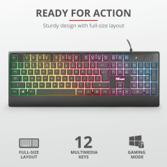 TRUST ZIVA RAINBOW LED IŞIKLI KABLOLU GAMING KLAVYE 23761