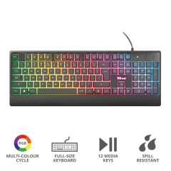 TRUST ZIVA RAINBOW LED IŞIKLI KABLOLU GAMING KLAVYE 23761
