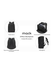 Mack Office MCC-007 17.3'' Office USB Girişli Notebook Sırt Çantası Siyah