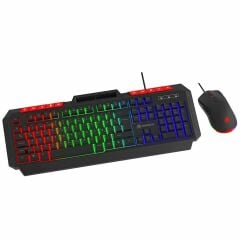 GameBooster Knight KM-11B Rainbow Aydınlatmalı Kablolu Oyuncu Klavye & RGB Mouse Set - Siyah