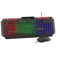 GameBooster Knight KM-11B Rainbow Aydınlatmalı Kablolu Oyuncu Klavye & RGB Mouse Set - Siyah