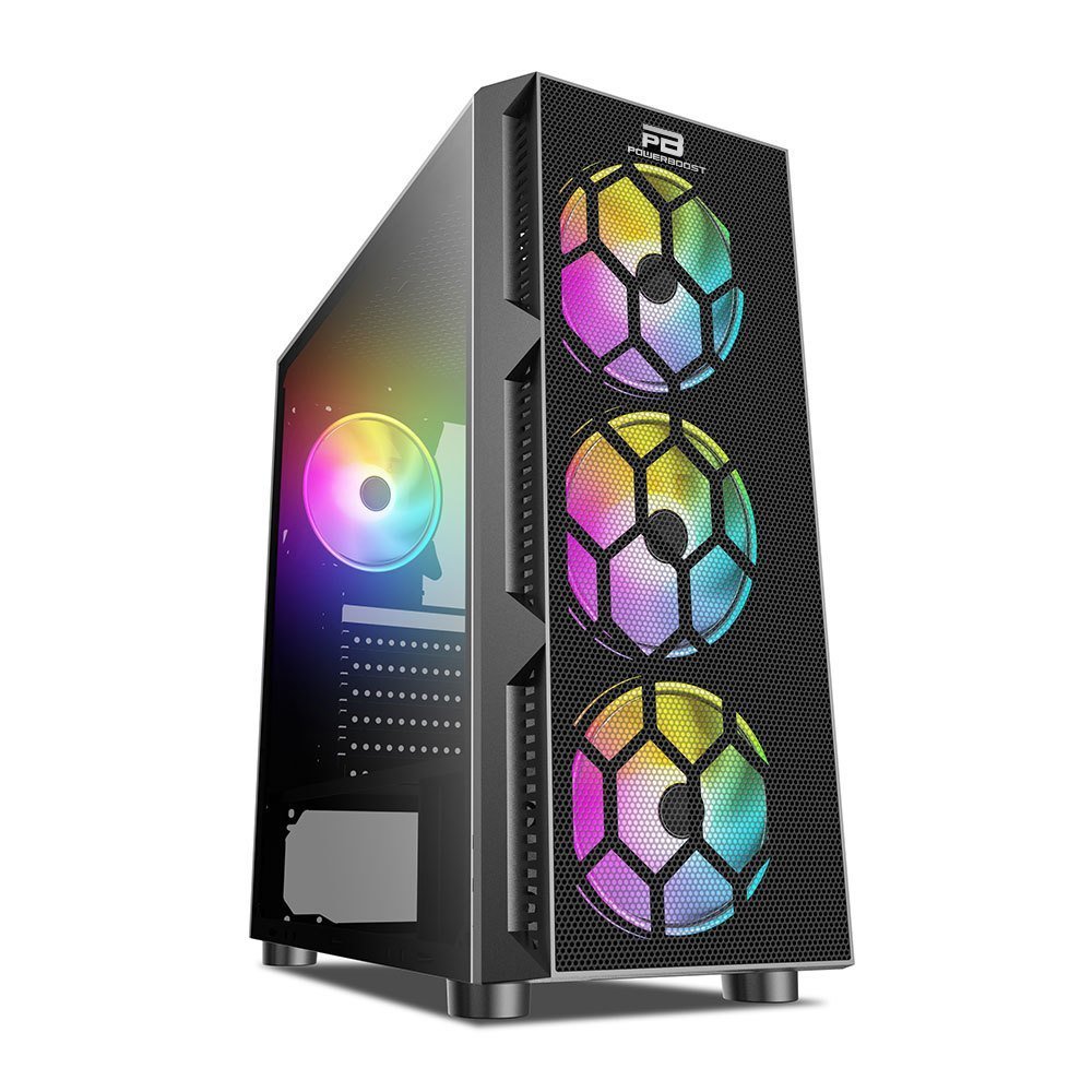 PowerBoost VK-D501M 650w 80+ USB 3.0 ATX Mesh Single Ring Rainbow fan siyah Kasa