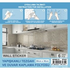 Bigpoint Yapışkanlı Tezgah Kaplama Folyosu 60x30cm Siyah 6'lı Paket