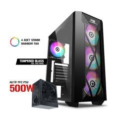 PowerBoost VK-P1900B 500w USB 3.0 ATX, Mesh, Ring Fixed Rainbow fan siyah Kasa