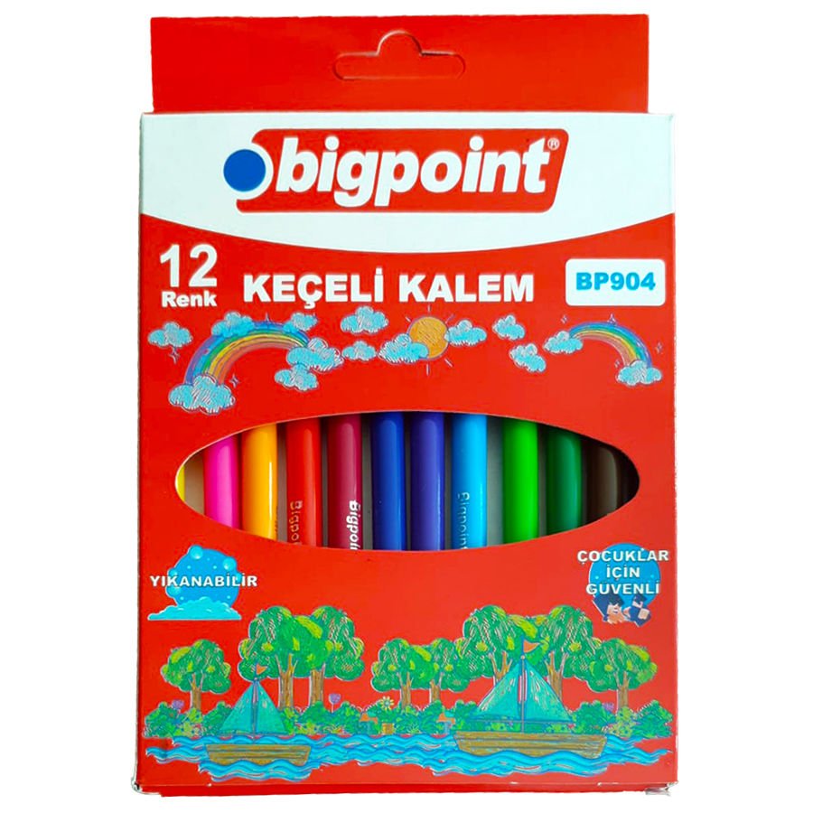 Bigpoint Keçeli Kalem 12'li Set (Karton Kutulu)