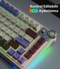 Aula AU75 3 Modlu RGB Hot Swap Mekanik TKL Seiya Switch Kablosuz Makrolu Klavye Bej