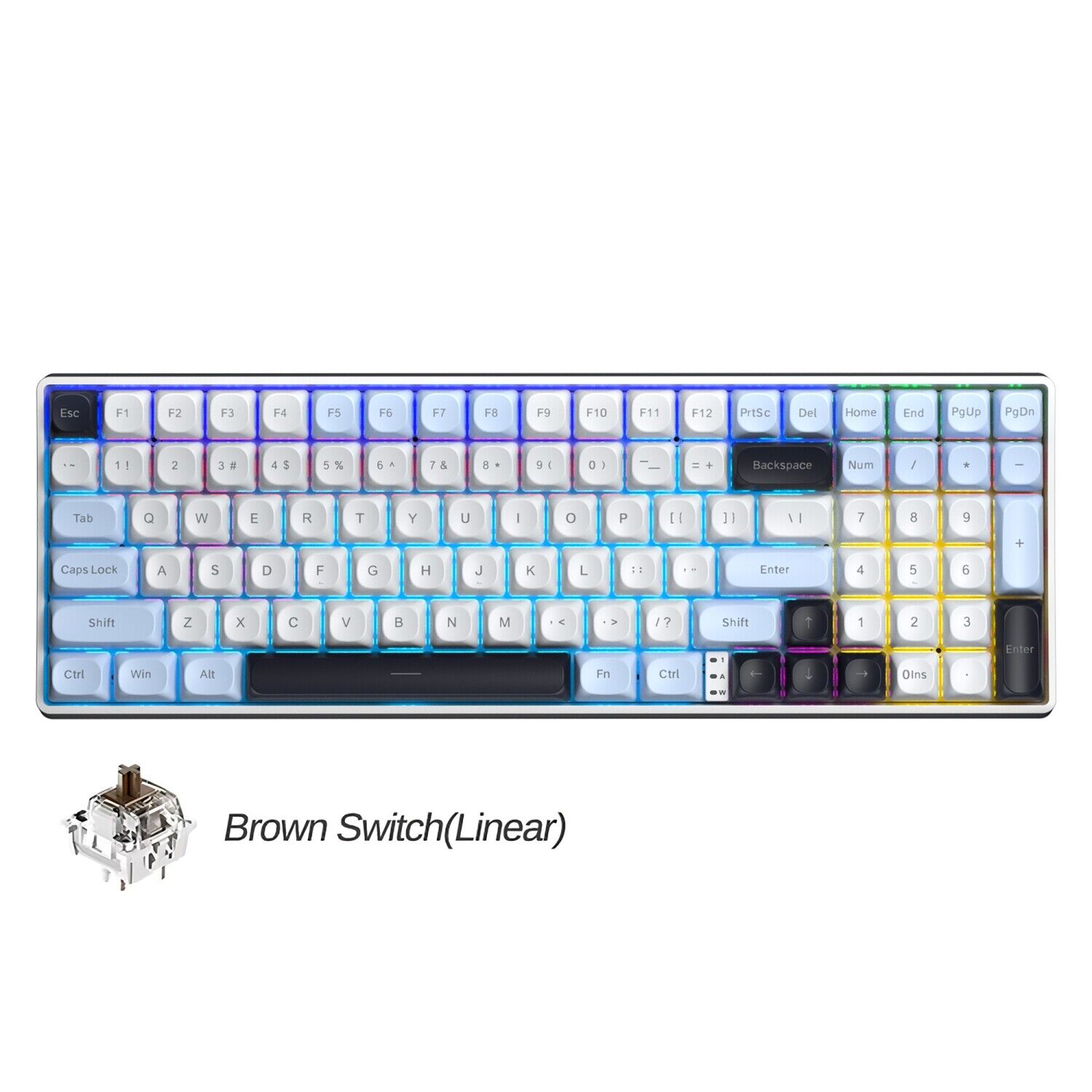 Aula S100 Pro Brown Switch Hot Swap RGB Mekanik Klavye Bluetooth Kablolu Kablosuz Bağlantı Buz Mavisi